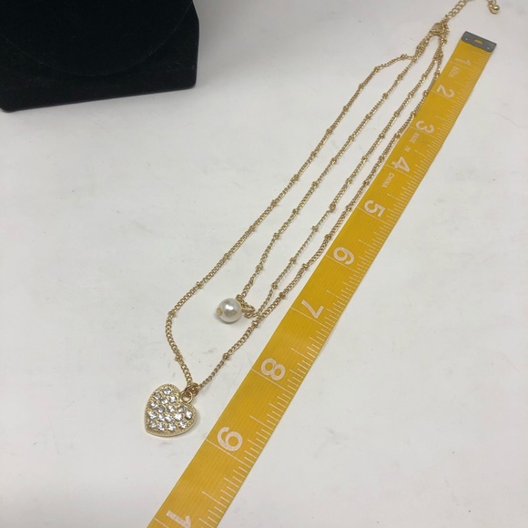 Layered Pave Heart Pendant Necklace - Picture 6 of 8